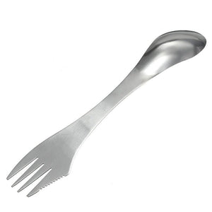4 Sets Outdoor Eating Utensils 3in1 Fork Knife Spoon Stainless Steel Cutlery